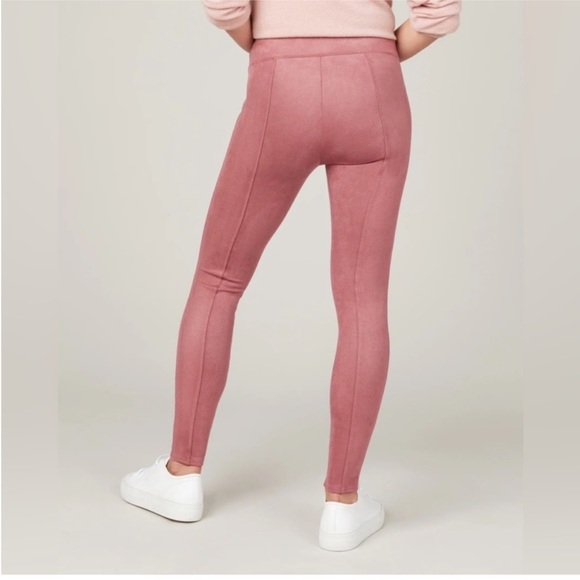 Spanx Faux Suede High Waist Leggings Rich Rose Pink Size Medium Tall MT - Picture 2 of 10
